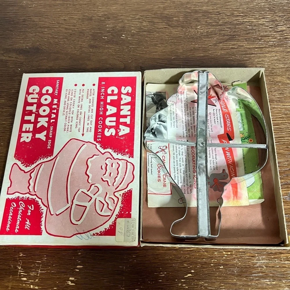 Vintage 1950s Santa Claus Metal Cookie Cutter w/ Original Box 8” Holiday Baking